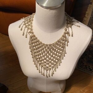 Vintage Heavy Silver Chain Link Bib StyleNecklace